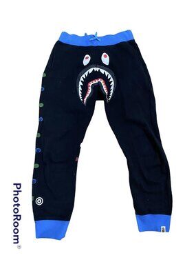 Bape Shark Face Sweatpants Black Blue Mens XS Pre-Owned